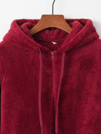 Full Size Half Zip Drawstring Fleece Hoodie Plus (8)