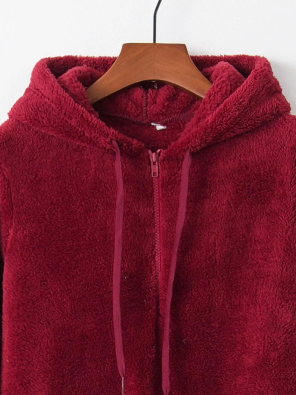 Full Size Half Zip Drawstring Fleece Hoodie Plus (8)