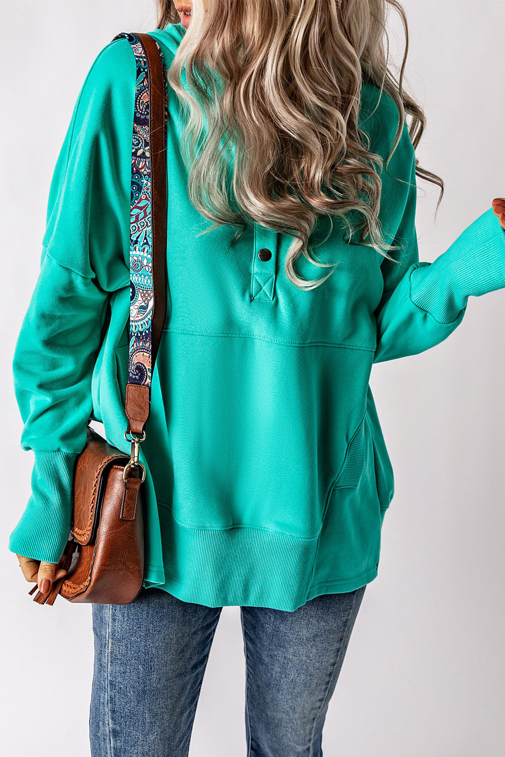 Quarter-snap Dropped Shoulder Hoodie (2)