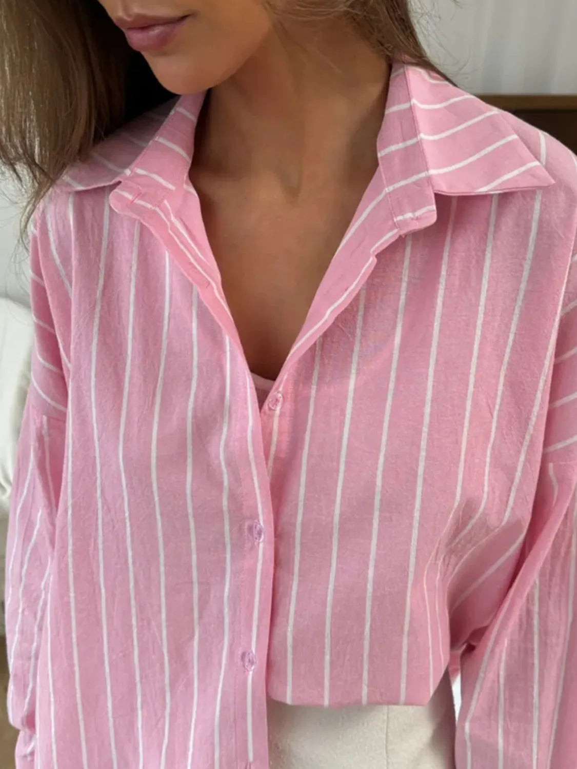 Striped Collared Neck Long Sleeve Shirt (4)