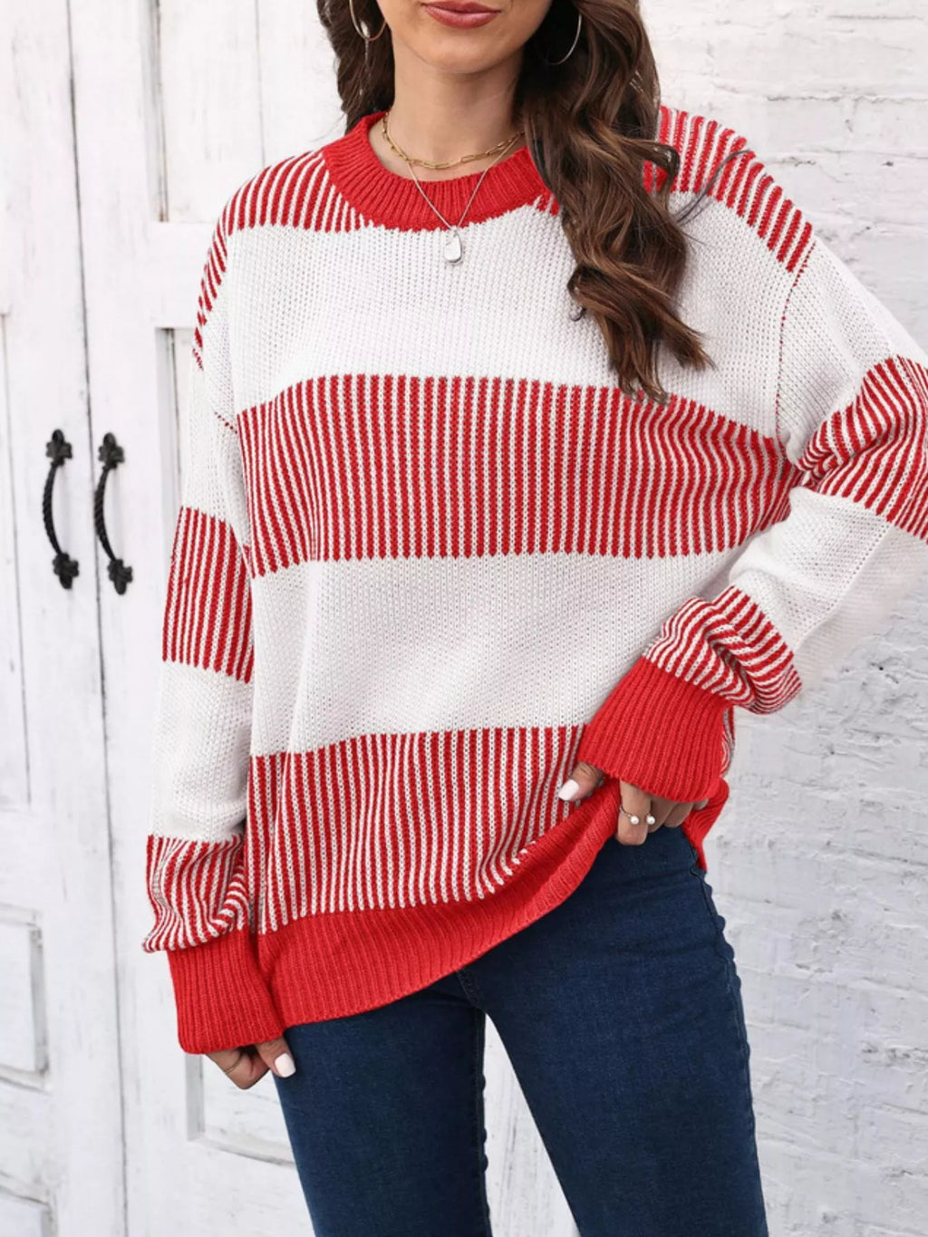 Full Size Block Dropped Shoulder Sweater Plus (16)