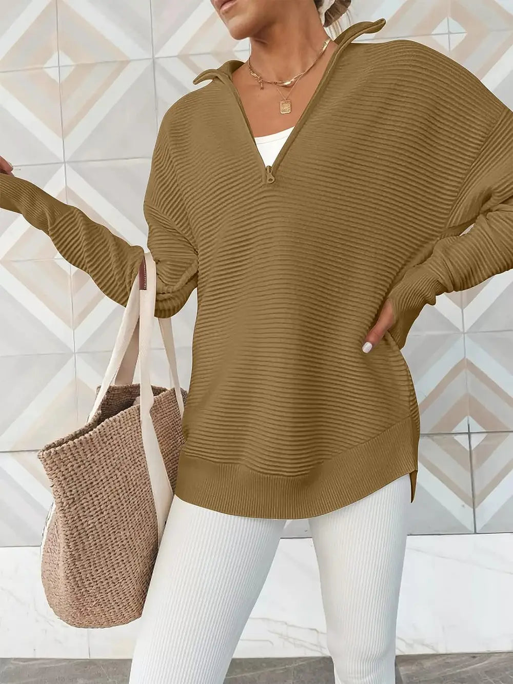 Half Zip Long Sleeve Knit Top (26)