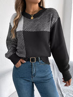 Block Striped Round Neck Sweater (16)