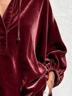 Oversized Velvet Drawstring Blouse (12)