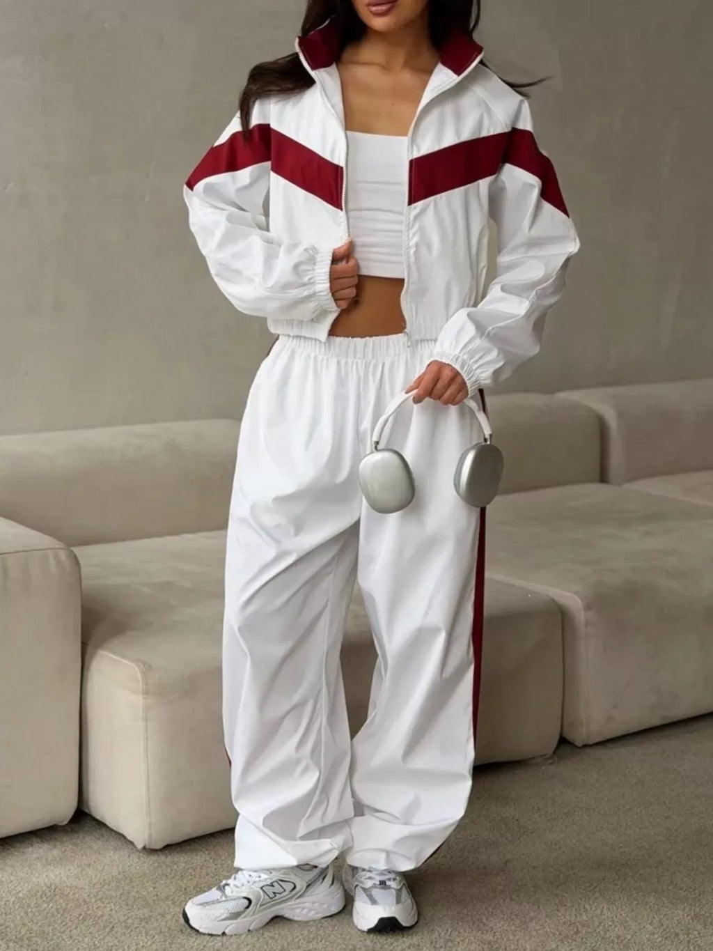 Block Zip Up Outerwear Pants Set (16)