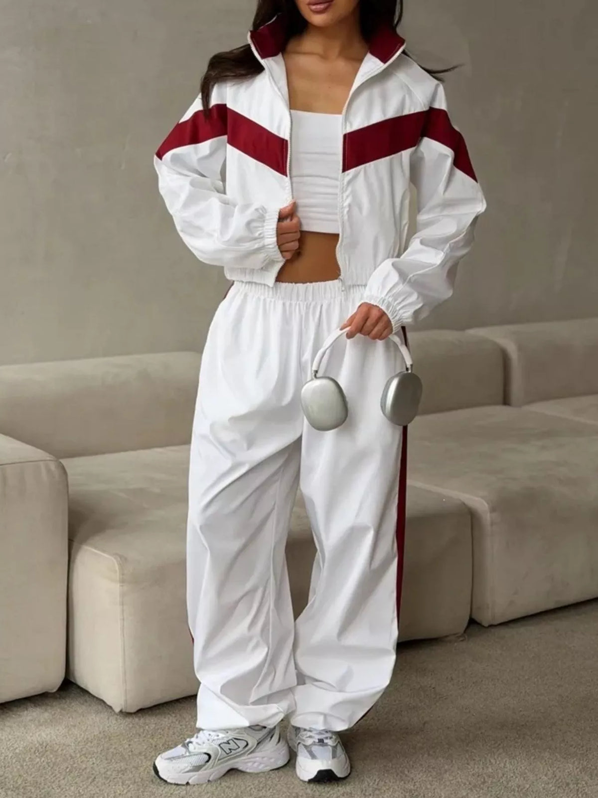 Block Zip Up Outerwear Pants Set (16)
