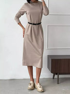 Round Neck Long-sleeve Midi Dress (12)