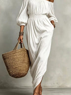 T Off-shoulder Smocked Waist Maxi Dress (9)