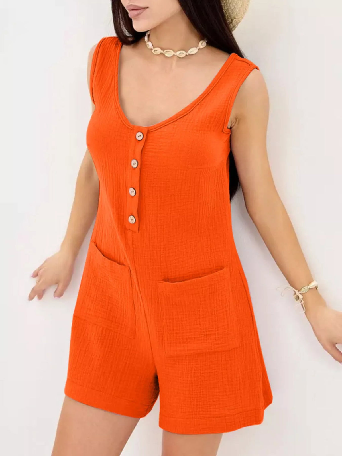Casual Button-down Sleeveless Romper (24)