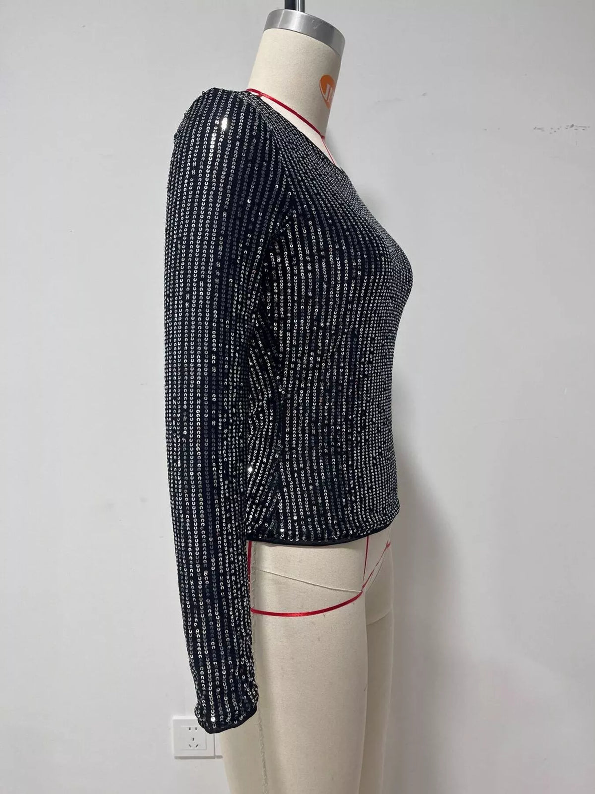 Sequin Long Sleeve Crop T-shirt (5)