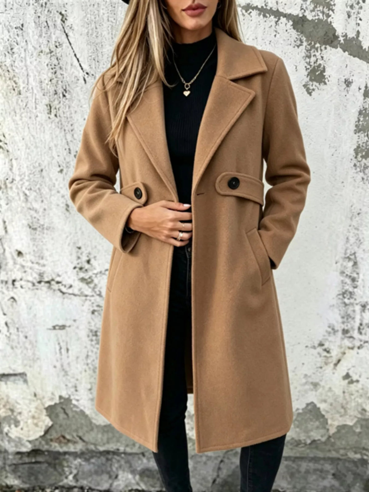 Full Size Lapel Collar Longline Overcoat Plus (11)