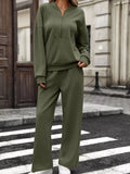 Half Zip Sweatshirt Wide-leg Pants Set
