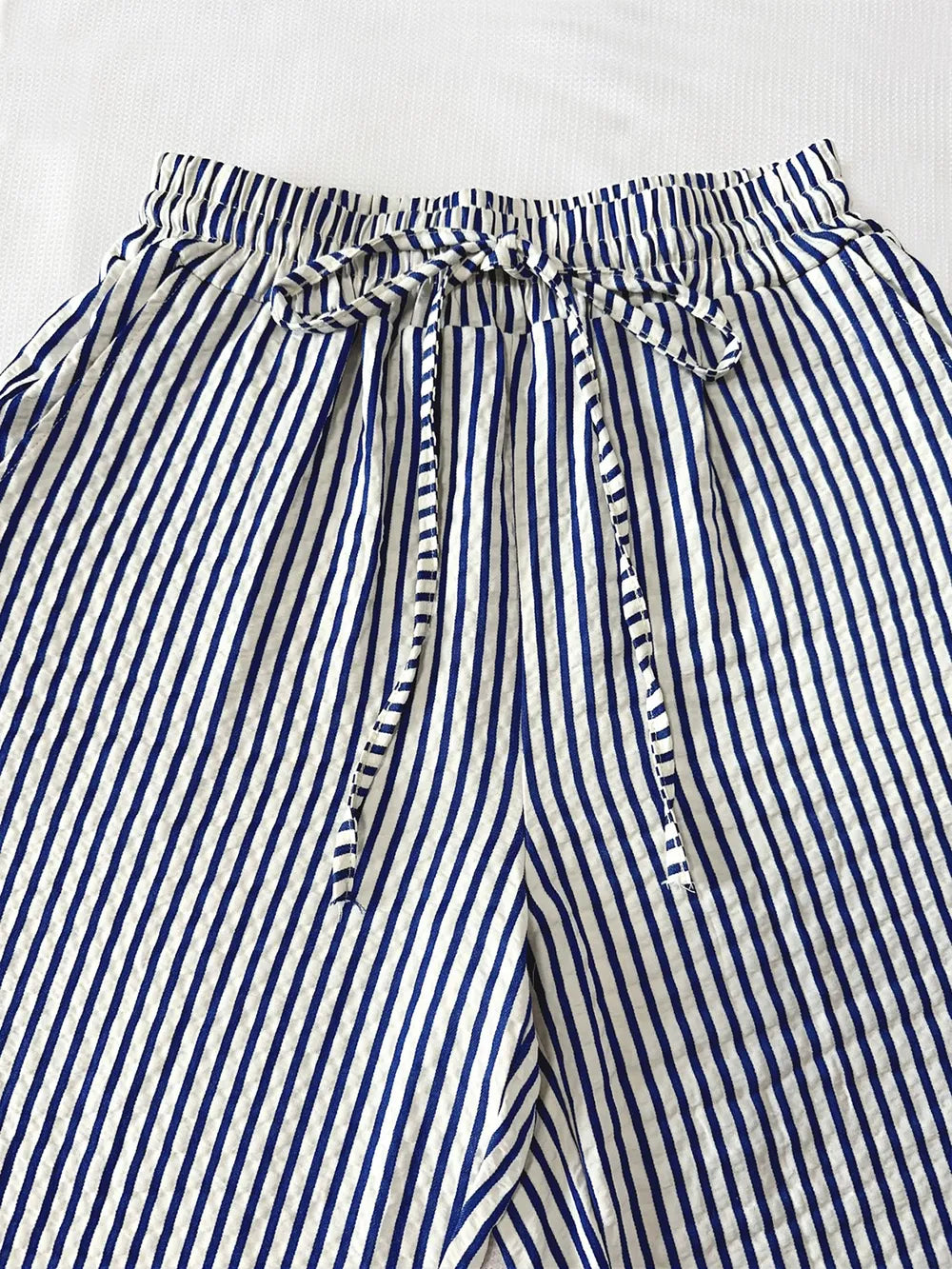 Drawstring Striped Elastic Waist Pants (9)