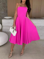 Strapless Ruched A-line Midi Dress (13)