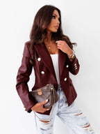 Lapel Collar Leather Blazer (12)