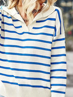 Ribbed Hem Long Sleeve Striped Sweater (9)