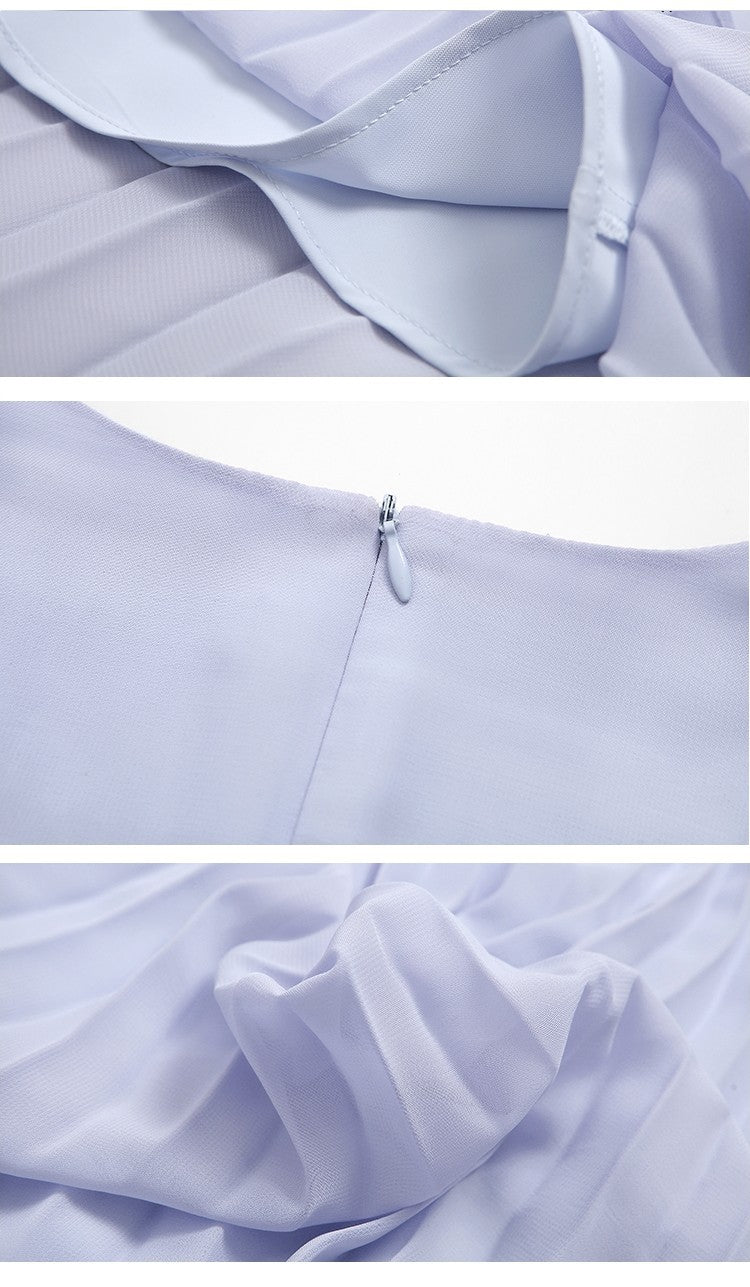 V-neck Tight Waist Pleated Swing Long Jumpsuit Bud photo 3