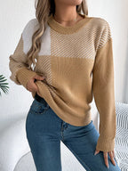 Block Striped Round Neck Sweater (3)