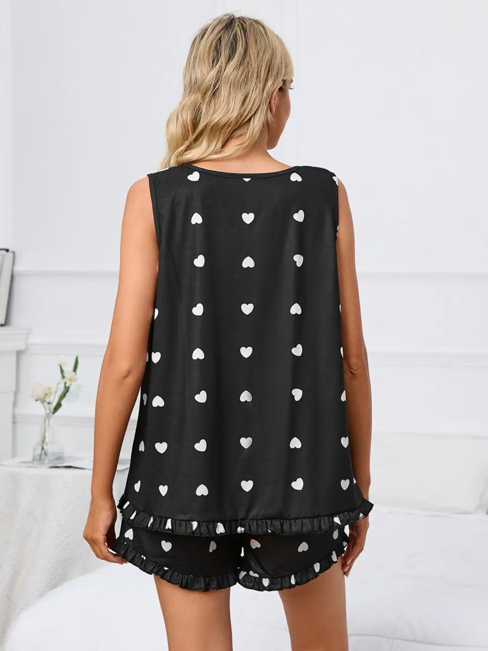 Heart Scoop Neck Tank Shorts Lounge Set (6)