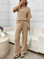 Round Neck Half Sleeve Top Pants Set (18)