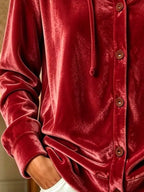 Full Size Velvet Button-down Hooded Top Plus (9)