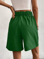 Pocketed Half Elastic Waist Shorts (33)