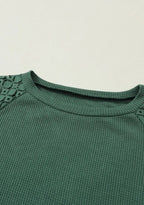 Lace Detail Round Neck Lantern Sleeve Top (17)