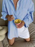 Oversized Striped Button-down Shirt (7)