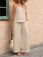 Lace Trim Cami Wide Leg Pants Set (4)