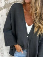 Full Size One Button Long Sleeve Shirt Plus (19)