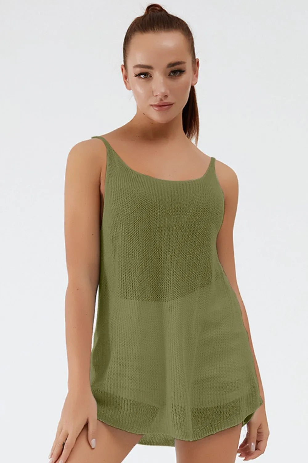 Scoop Neck Spaghetti Strap Knit Cami (8)