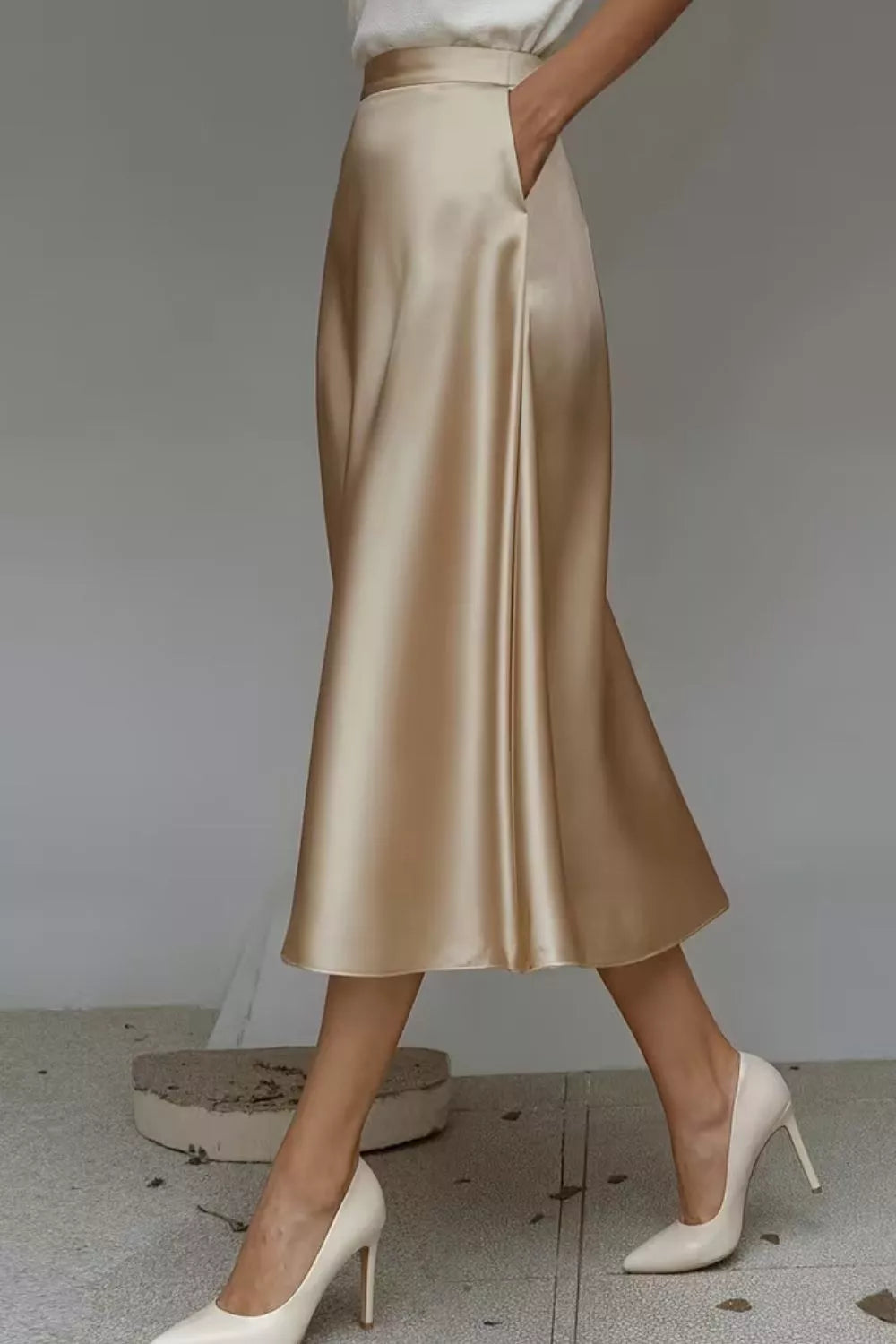 Satin A-line Midi Skirt (13)