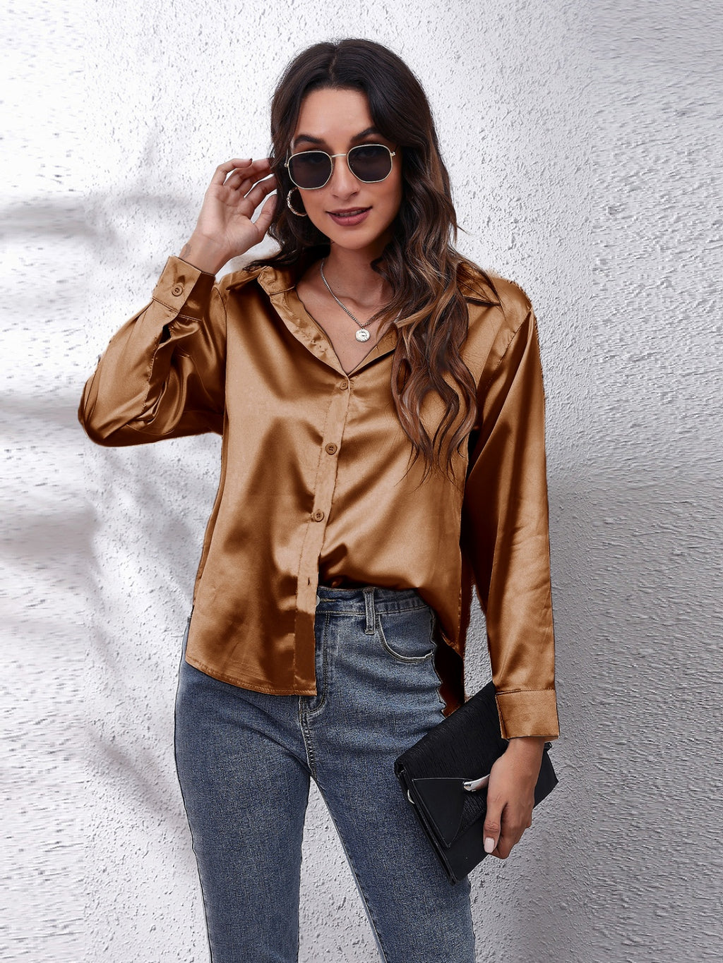 Collared Neck Buttoned Long Sleeve Shirt (3)