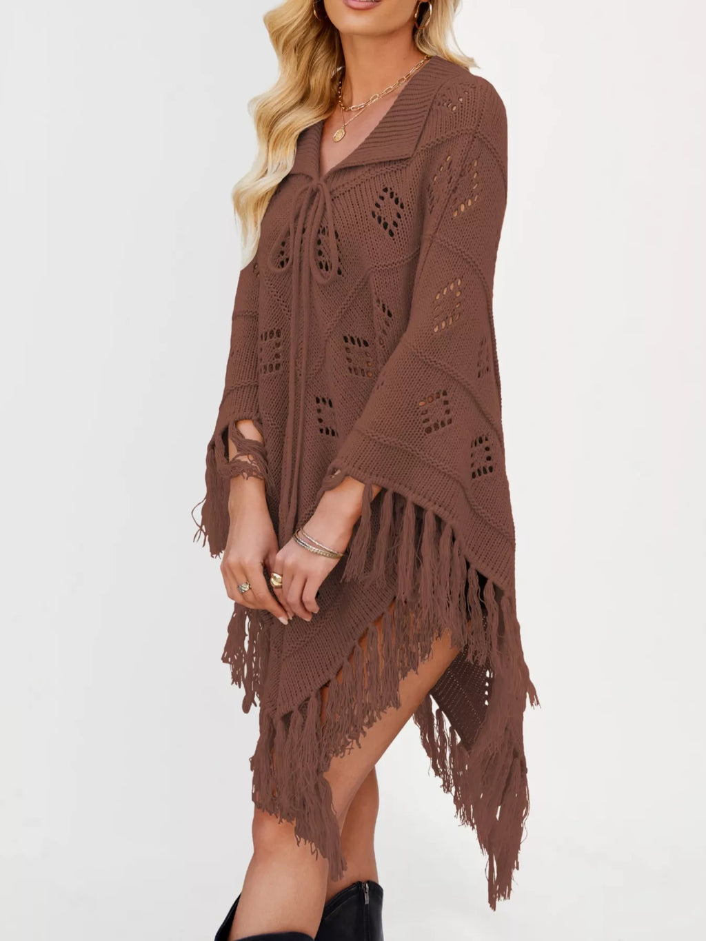 Fringe Openwork Knit Cover Up (9)