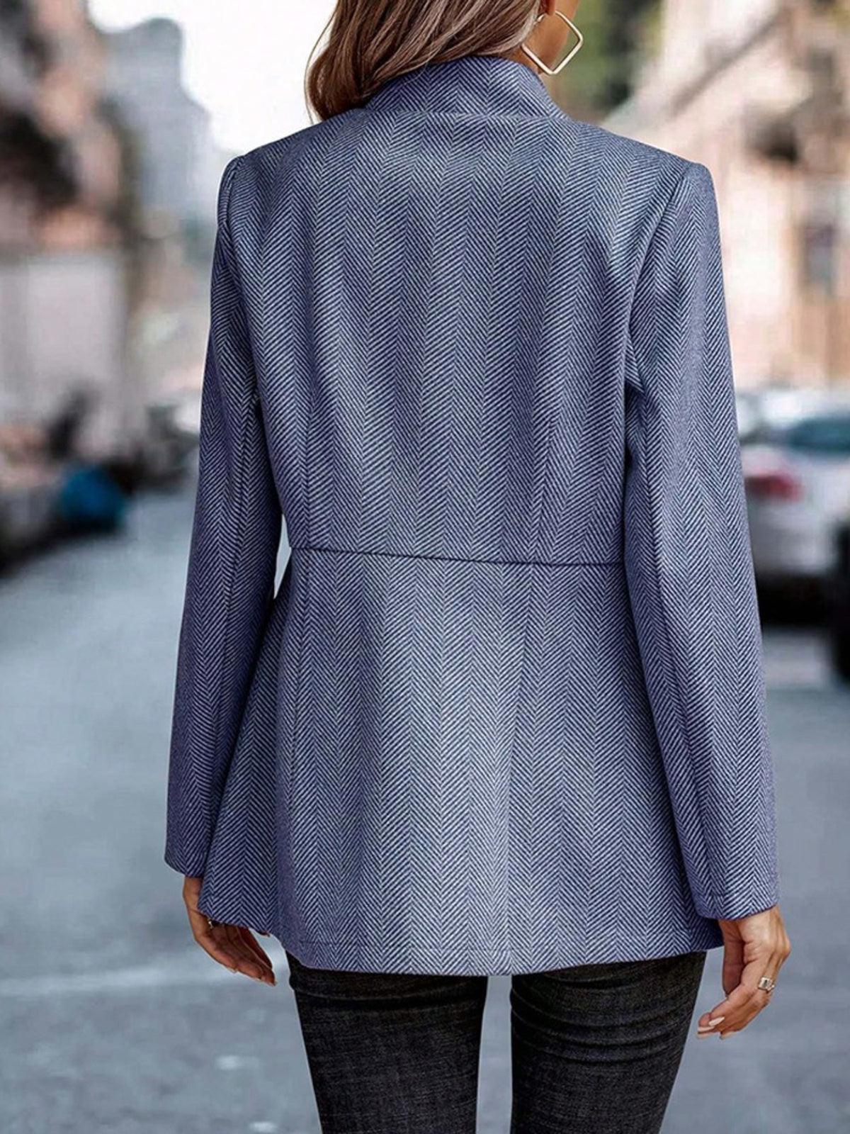 Slim Fit Open Front Blazer (3)