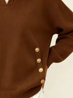 Chic Collared Decor-button Sweater (15)