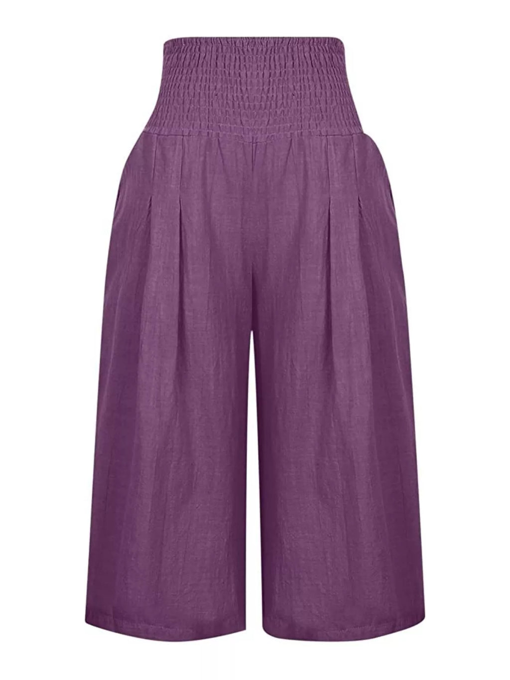 Smocked Wide-leg Capri Pants (15)