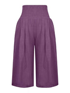 Smocked Wide-leg Capri Pants (15)