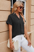 Notched Short Sleeve Blouse (11)