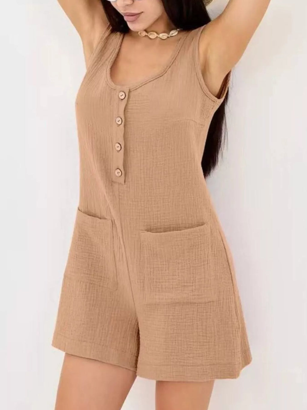 Casual Button-down Sleeveless Romper (19)