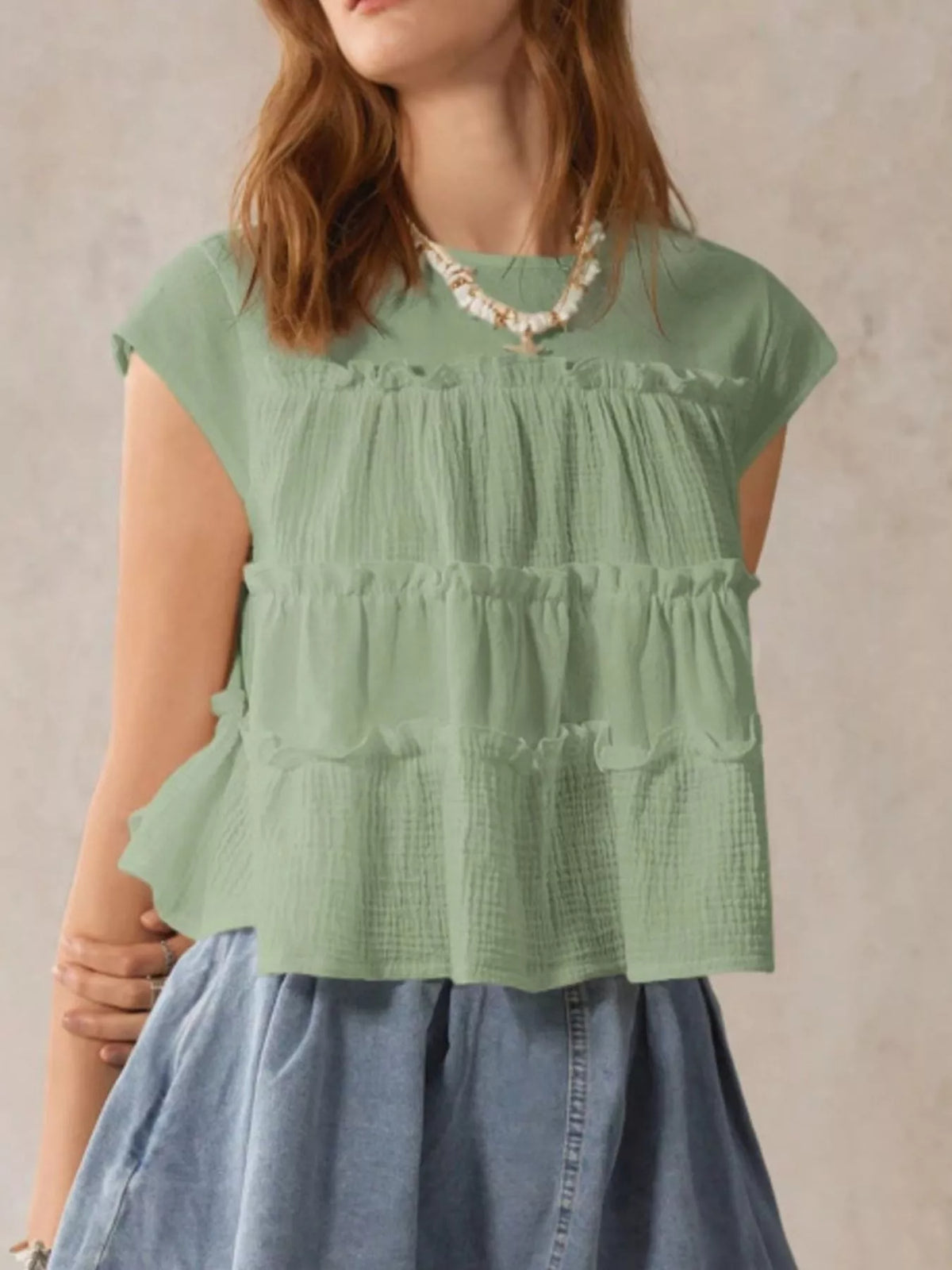 Tiered Cap Sleeve Blouse (13)