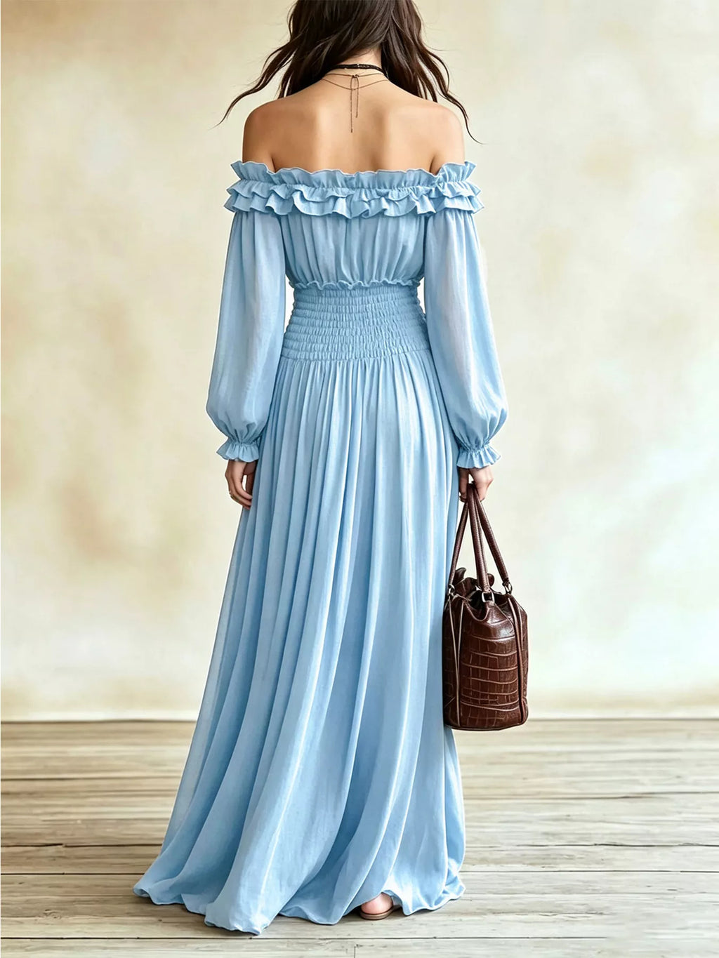Full Size Off-shoulder Ruffled Maxi Dress Smocked Waist Plus (13)