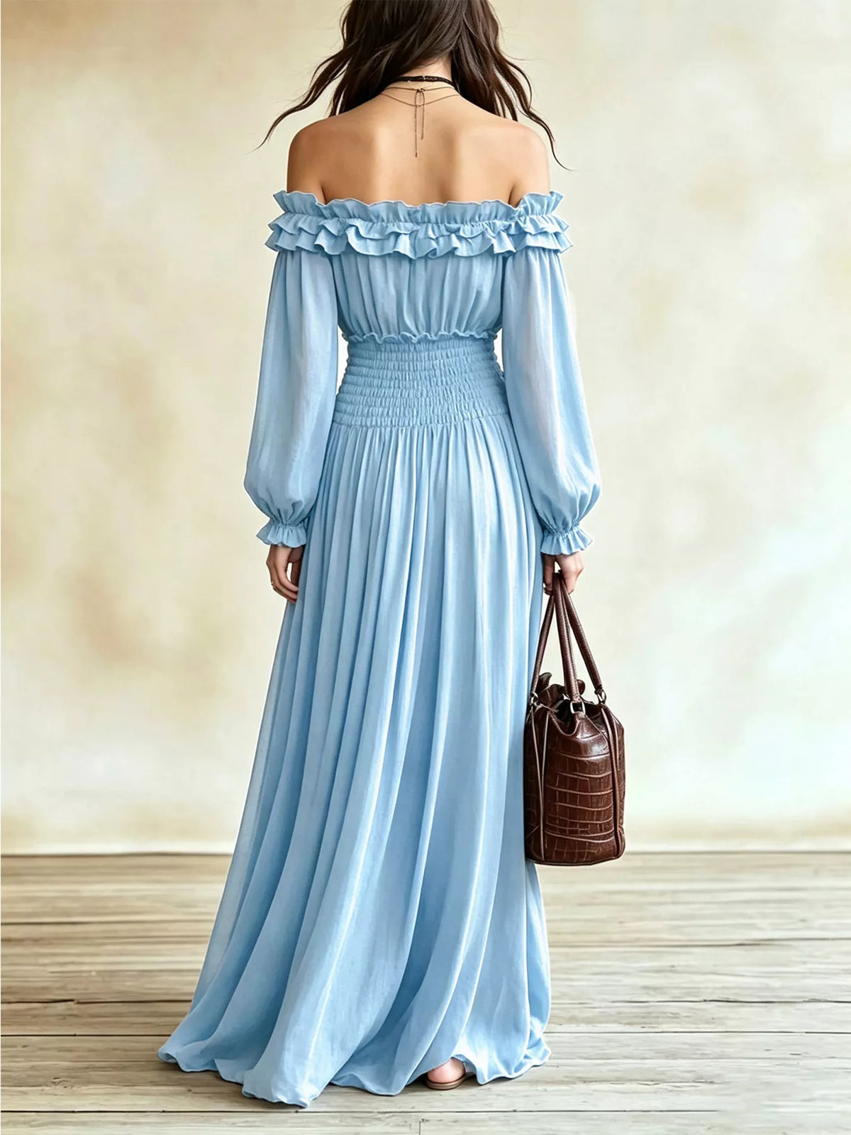 Full Size Off-shoulder Ruffled Maxi Dress Smocked Waist Plus (13)