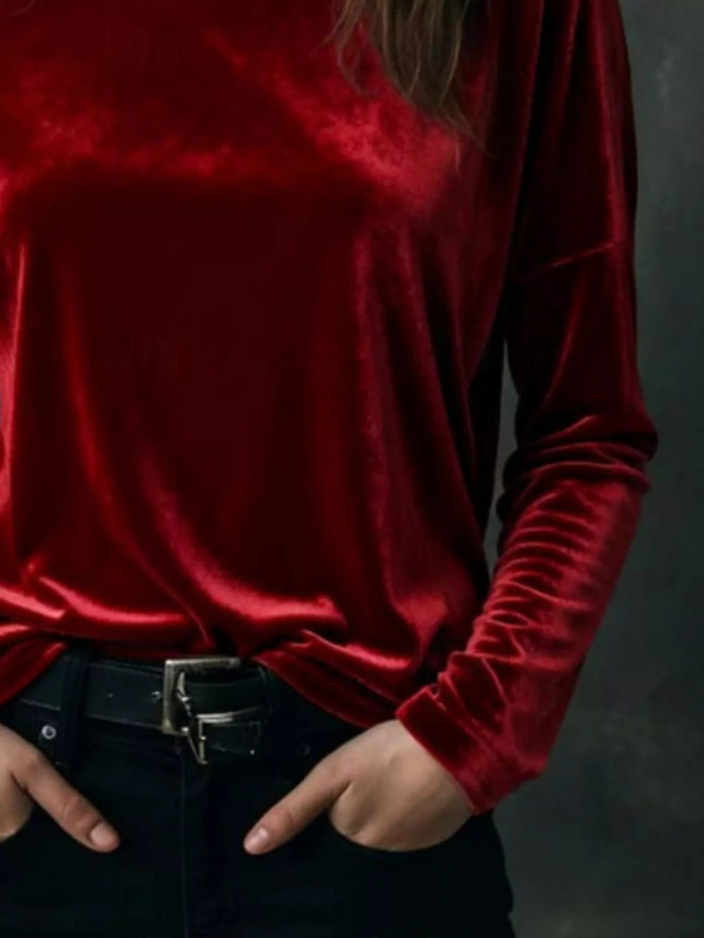 Full Size Velvet Long Sleeve T-shirt Plus (12)