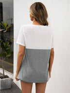 Block V-neck Short Sleeve Tee (9)