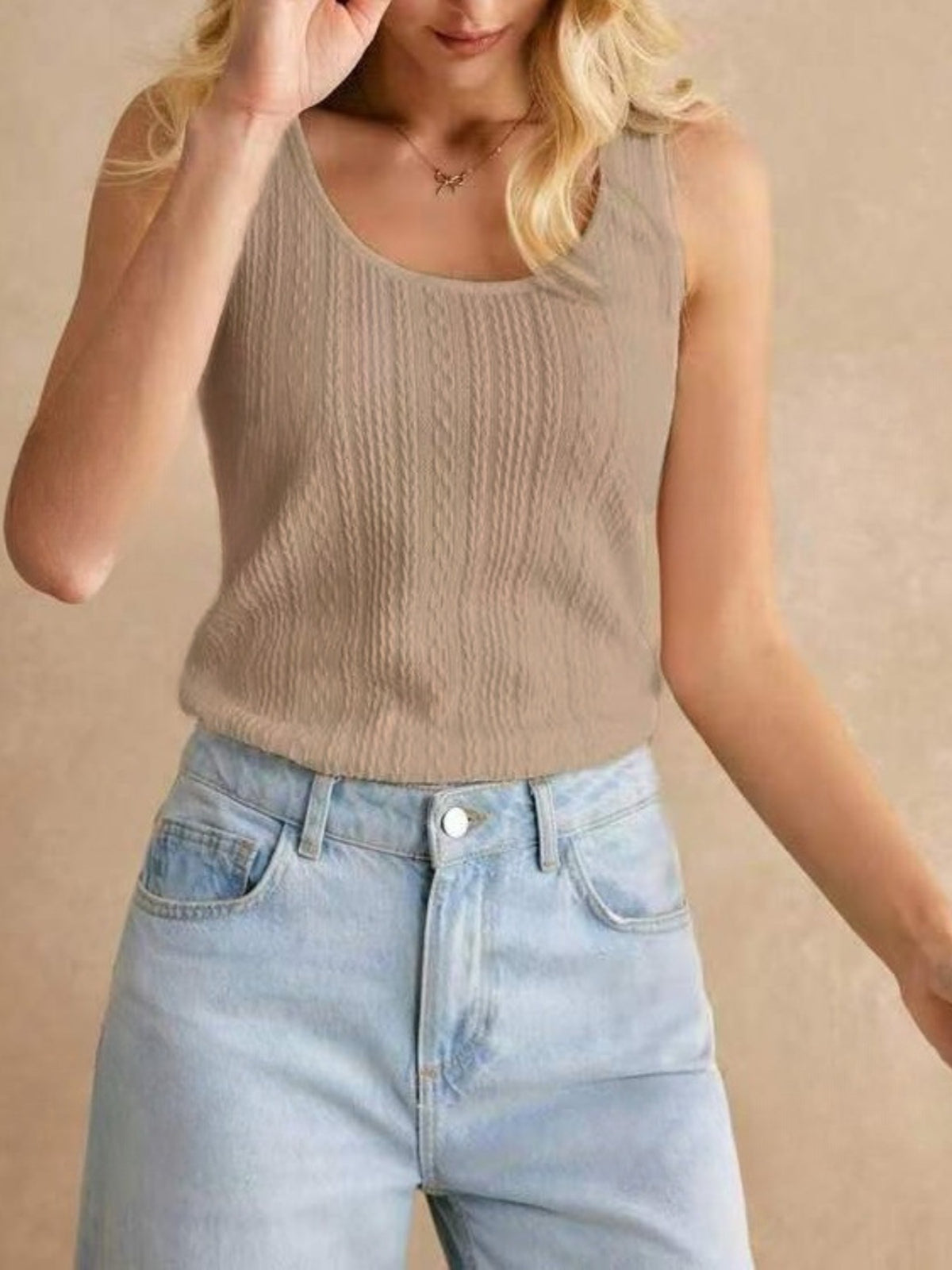 Textured Knit Scoop Neck Tank (10)