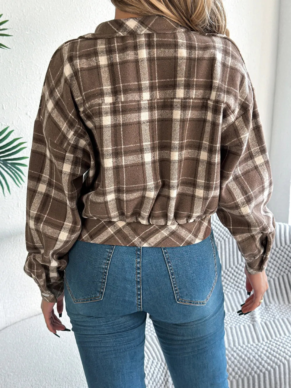 Plaid Button Up Long Sleeve Jacket (10)