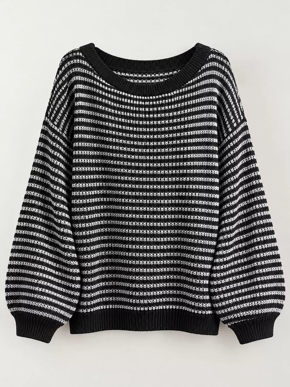 Striped Knit Boat Neck Sweater (20)