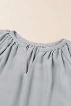 Gathered Detail Notched Neck Flutter Sleeve Top (20)