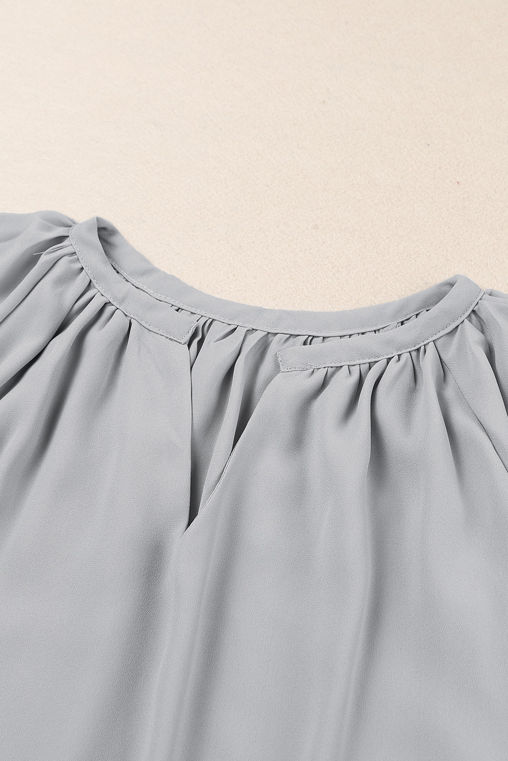 Gathered Detail Notched Neck Flutter Sleeve Top (20)